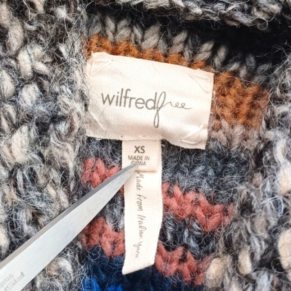 Wilfred Free Whimsical Wool Alpaca Blend Full Zip Striped Knit Sweater Cardigan - Picture 8 of 12